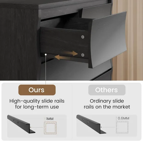 Miniatura 7 de Cómoda alta negra para dormitorio, cómoda de 61.1 pulgadas de alto con 8 cajones, cómodas de madera y cómodas, organizadores de cajones verticales
