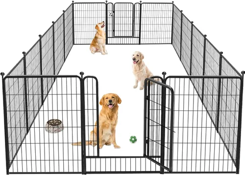 Miniatura 12 de Corralito para perros de 40 pulgadas, 32 paneles, para interiores y exteriores, para perros grandes, medianos y pequeños, valla de metal resistente