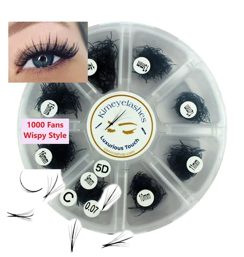 Miniatura 4 de Extensiones de pestañas postizas en abanico Wispy 5D 7D 1000 Fan Promade de longitudes mixtas 9mm-16mm, pestañas postizas rizadas D - C