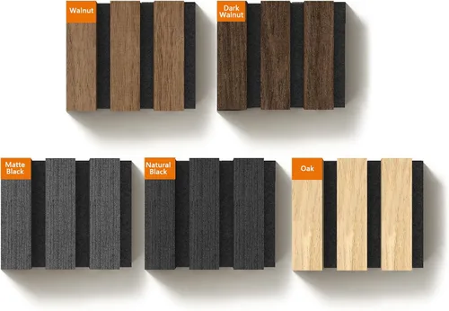 Upick Paneles de pared acústicos de MDF, paquete de 5 paneles de madera de listones 3D de 3.9 x 4.7 pulgadas para pared, paneles insonorizados para
