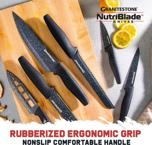 Miniatura 7 de Nutriblade - Juego de cuchillos con bloque de Granitestone de cocina profesional, 6 piezas, cuchillas de acero inoxidable ultra afiladas
