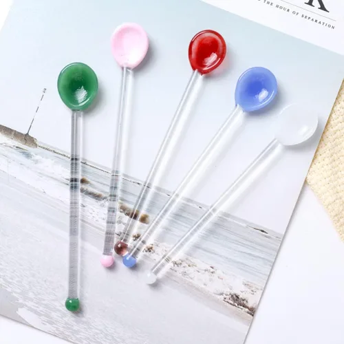 Miniatura 3 de FOMIYES Cuchara de cristal, 6 cucharas de café, varilla de agitación, cuchara mezcladora de azúcar, cucharadita de helado para café, helado, postre