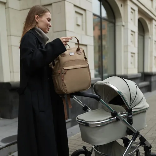 Miniatura 6 de Mochila para Pañales, Bolsa de Pañales Multifunción con Estación de Cambio, Elegantes Bolsas para Bebé, Mochila de Pañales Unisex Grande para Mamá