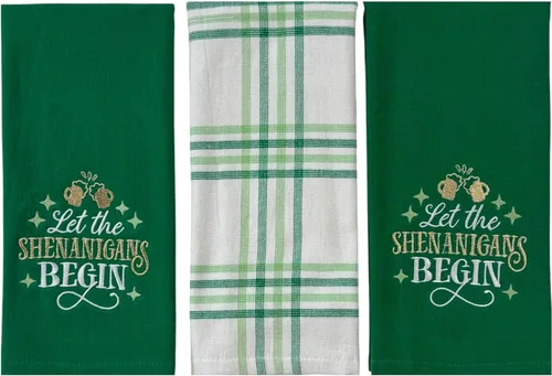 Miniatura 13 de Serafina Home Toallas de cocina de mano para invitados de baño irlandeses del día de San Patricio: suave y absorbente bordado, diseño de trébol