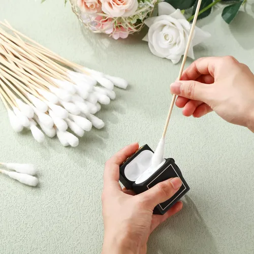 Miniatura 5 de Zhehao 300 hisopos de algodón grandes de 8 pulgadas con mango de bambú, aplicadores de punta de algodón extra largos de gran tamaño con hisopos