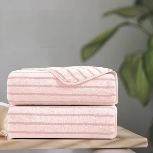 Miniatura 7 de Juego de 8 toallas de baño grandes a rayas estilo cabana color verde militar - Sábana de baño extragrande - 2 toallas de baño, 2 toallas de mano, 4