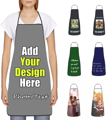 Miniatura 19 de Delantal Personalizado, Diseña Tu Propio Delantal de Cocina para Cocinar, Sube Tus Fotos Favoritas Logo, Añade Cualquier Nombre o Texto