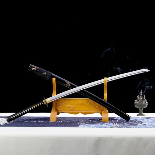 Miniatura 4 de Katana Sword Real Rayskin 9260 - Espada samurái negra y kit de limpieza profesional Katana
