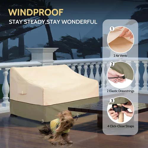 Miniatura 6 de COSFLY Fundas Impermeables para Sofás de Patio de Muebles de Exterior, Fundas para Sofás de Dos Plazas Exteriores que se Adaptan hasta 54A x 38P x