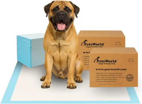 Miniatura 6 de PetsWorld Almohadillas para orina de perro 2XL de 28 x 44 pulgadas, 150 unidades, almohadillas extragrandes para orina de mascotas para perros