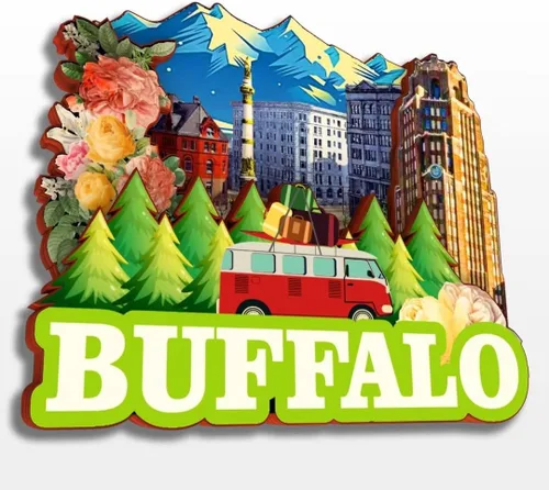 Miniatura 11 de Buffalo - Imán de nevera de madera en 3D de madera de Nueva York, Estados Unidos, Estados Unidos, hecho a mano, recuerdos de la ciudad, imán