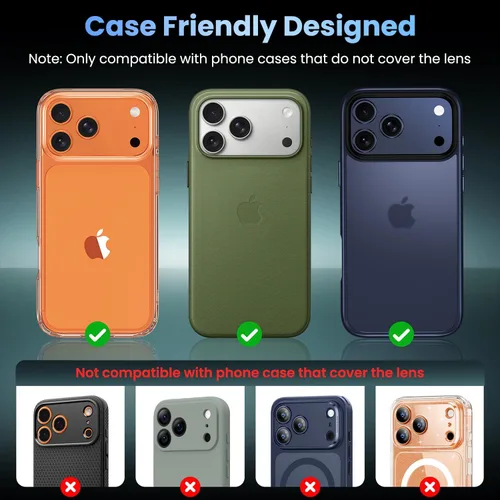 Miniatura 4 de Uyiton Protector de lente de cámara para iPhone 17 Pro - [Tipografía única + lente de teléfono diseño de círculo rojo] Cubierta de cámara de vidrio