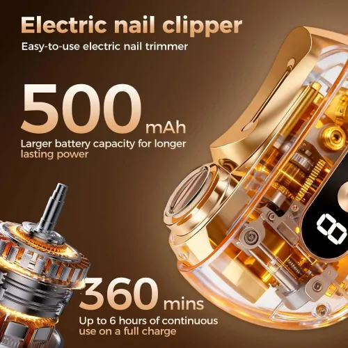 Miniatura 3 de Cortaúñas eléctrico multifuncional, kit de aseo recargable de 3 velocidades ajustables, pulido y cuidado suaves, amoladora automática portátil