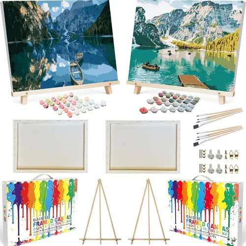 Miniatura 53 de BAISITE Kit de pintura por números para adultos principiantes, 12 pulgadas de ancho x 16 pulgadas de largo, paquete de 2 lienzos para kits