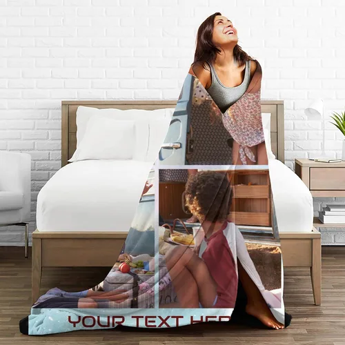 Miniatura 2 de Abybela Mantas personalizadas con fotos, mantas de fotos personalizadas con mis propias fotos, manta personalizada regalos para el día de la madre