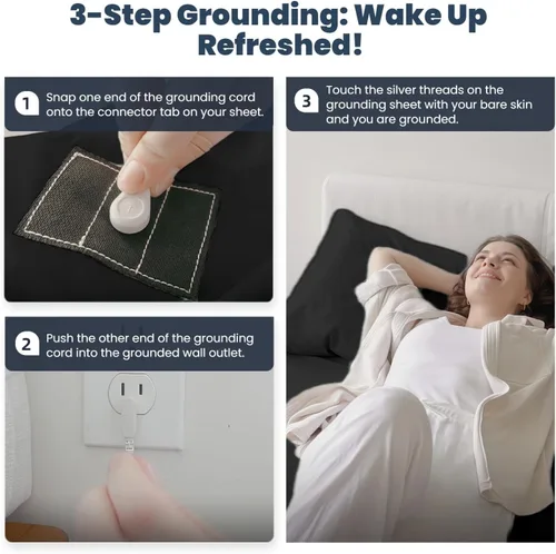 Miniatura 4 de OKOHEY Sábana encimera Grounding, tamaño individual – 90% algodón orgánico y 10% fibra plateada, sábana conductora de puesta a tierra para un mejor