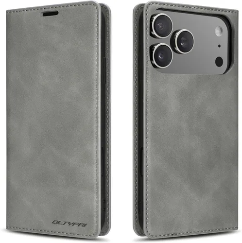 Miniatura 42 de QLTYPRI Funda para iPhone Air, Funda de piel sintética premium TPU parachoques con tarjetero Kickstand adsorción magnética oculta a prueba de golpes