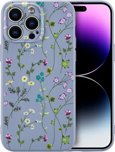 Miniatura 71 de RALEAVO Funda Floral para iPhone 12, Cubierta de Silicona Líquida con Bonito Patrón de Rama de Flores para Niñas y Mujeres, Funda Protectora de Goma