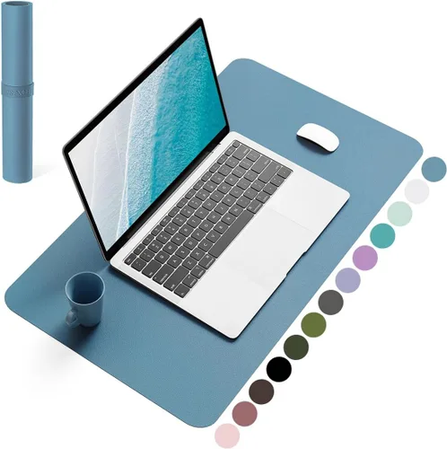 Miniatura 54 de YSAGi Almohadilla de escritorio de piel antideslizante, tapete impermeable para teclado de computadora portátil, protector de mesa y alfombrilla