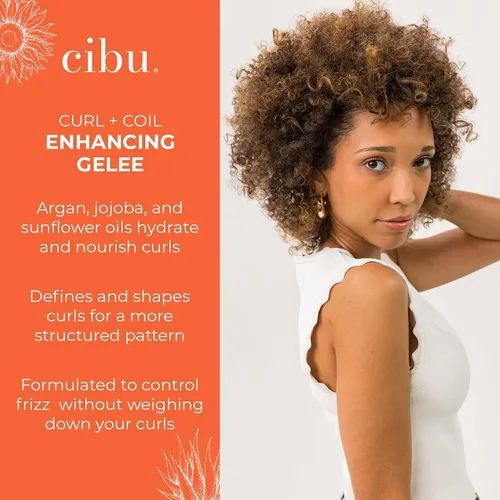 Miniatura 4 de CIBU Curl + Coil Enhancing Gelée - Gel definidor de rizos para cabello rizado y cabello ondulado, gel ligero con aceite de argán, jojoba y girasol