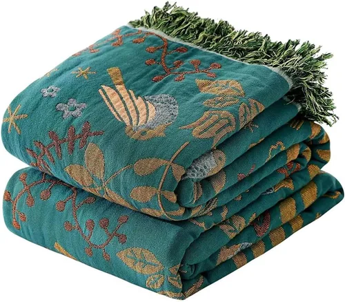Miniatura 39 de Manta Decorativa Bohemia - Mantas Decorativas de Algodón 100% Suave y Transpirable, 50"x60" Colcha de Algodón Muselina Ligera de 4 Capas, Estampado