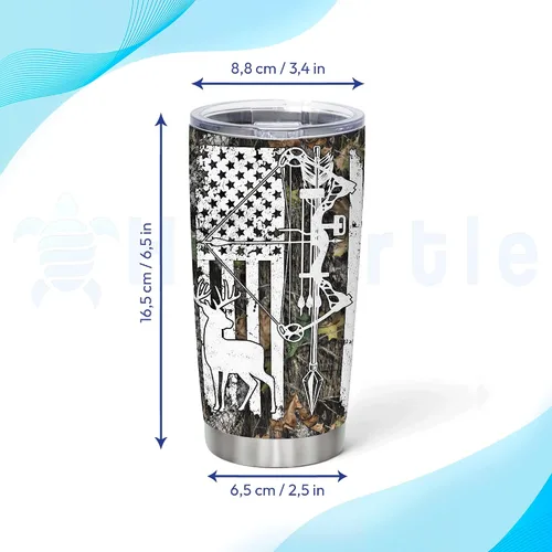Miniatura 5 de Hyturtle Regalos de Caza Personalizados Para Hombres - Vaso Térmico de Caza de Ciervos con Camuflaje de 20 Oz para Café de Viaje de Acero Inoxidable