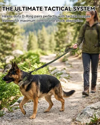 Miniatura 5 de Joytale Collar táctico para perro con asa, collar militar ajustable y resistente con 2 parches para entrenamiento, adecuado para perros medianos