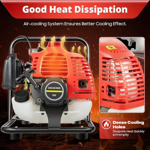 Miniatura 6 de Bomba de agua de gasolina, 43CC 2HP 7000rmp Bomba de agua industrial de 2 tiempos de gasolina refrigerada por aire, bomba de alta presión para riego