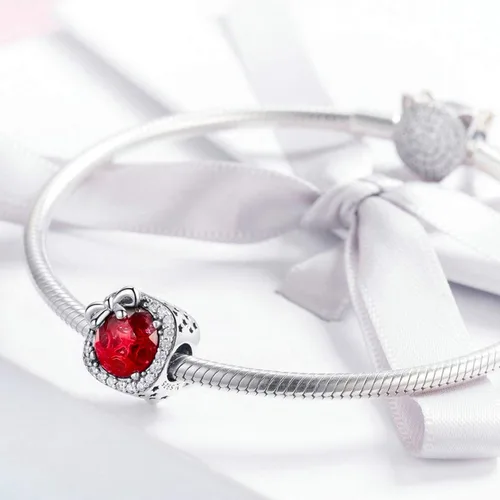 Miniatura 2 de Abalorio de piedra natal apto para pulseras Pandora con lazo de cumpleaños de cristal para pulsera y collar