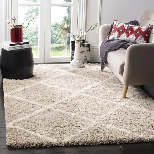 Miniatura 71 de SAFAVIEH - Alfombra de la colección Hudson Shag, diseño de enrejado moderno, no desprende pelusa y fácil de cuidar, 2 pulgadas de grosor, ideal