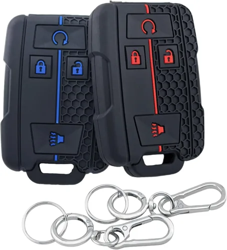 Miniatura 9 de 2 fundas de silicona para llavero inteligente de 4 botones para GMC Canyon Sierra Yukon Chevrolet Chevy Colorado Silverado Suburban Tahoe 2014-2019