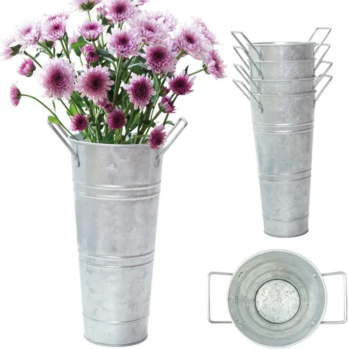 Notakia Jarrones de metal galvanizado, jarrones de cubo de flores francesas para flores cortadas para decoración del hogar y decoración de mesa de