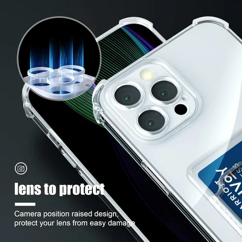 Miniatura 4 de AKABEILA Funda para iPhone 13 Pro Clear Cute Phone Case Soft TPU Wallet Case Slim Bag Cover a prueba de golpes con ranura para tarjetas Transparente