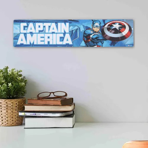 Miniatura 5 de Open Road Brands Letrero de metal con texto en inglés «Marvel Capitán América», arte de pared para cueva o sala de cine