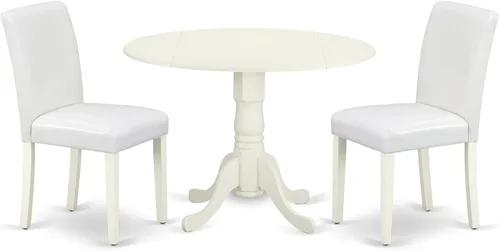 Miniatura 17 de East West Furniture DLAB5-BLK-61 - Juego de mesa de cocina de 5 piezas para 4 personas, incluye una mesa de comedor redonda con gotas y 4 sillas