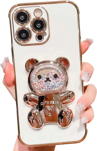 Miniatura 21 de Bonita funda compatible con Samsung Galaxy Z Flip 5/Z Flip 6 de 6.7 pulgadas, cuentas de lujo de color dorado 3D de arena movediza con soporte