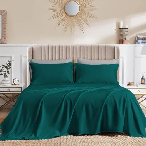 Miniatura 16 de CASA LINEN Alaskan King - Juego de sábanas de 4 piezas de 1000 hilos, juego de sábanas de lujo más suave de hasta 15 pulgadas de profundidad, 100%