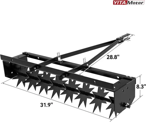 Miniatura 6 de YITAMOTOR Aireador de césped de 32 pulgadas, remolque manual detrás de los aireadores de césped rodantes con 8 picos, 100 libras de alta resistencia