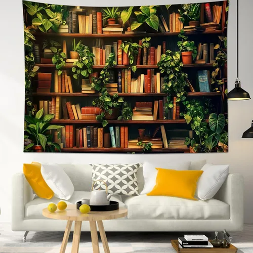 Miniatura 27 de HVEST Tapiz de cactus con diseño de plantas suculentas del desierto tropical en estante de madera, tapiz para colgar en la pared, acuarela botánica