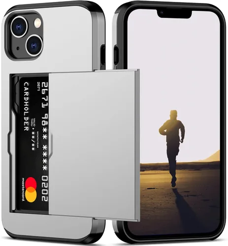 Miniatura 15 de Nvollnoe Funda para iPhone 13 con Portarjetas [Almacena 5 Tarjetas] Funda Cartera de Doble Capa Resistente de Servicio Pesado a Prueba de Golpes