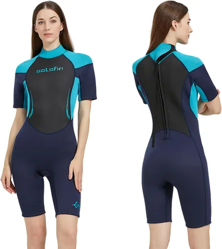 Miniatura 6 de GoldFin Traje de neopreno corto para mujer, 0.118 in, con cremallera trasera, para surf, buceo, natación, esnórquel