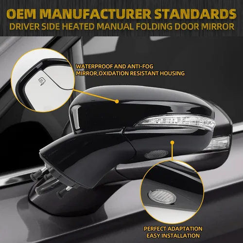 Miniatura 5 de Dasbecan Espejo eléctrico para puerta del lado izquierdo del conductor compatible con Ford Fusion 2013-2015 Power Calentado Señal de giro Luz