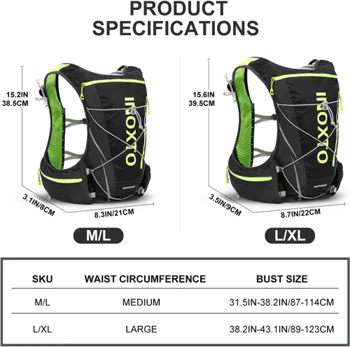 Miniatura 2 de INOXTO Hydration Vest Backpack,Lightweight Water Running Vest Pack with 1.5L Water Bladder Bag Daypack for Hiking Trail Running Cycling Race