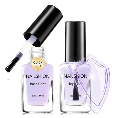 Miniatura 12 de Capa base y capa superior, esmalte de uñas regular transparente, rico en calcio VE secado rápido al aire fortalecimiento de uñas, sin gel, 2 piezas