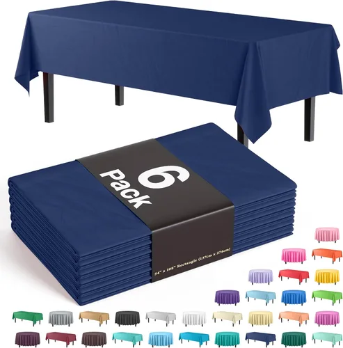 Miniatura 37 de Party Solids Paquete de 6 manteles de plástico prémium de 54 pulgadas x 108 pulgadas. Cubierta de mesa rectangular de plástico - Aqua