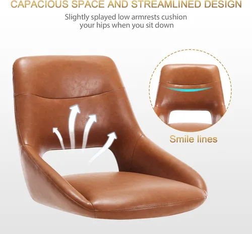 Miniatura 7 de Zesthouse Silla de escritorio moderna sin ruedas, silla giratoria de tocador con respaldo hueco, silla de oficina en casa sin brazos para niñas