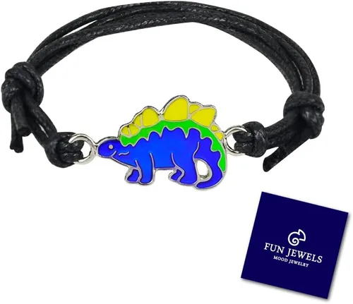 Miniatura 8 de Lindo estegosaurio dinosaurio encanto cambio de color pulsera de humor para niños niñas Dino joyería, Alloy de zinc