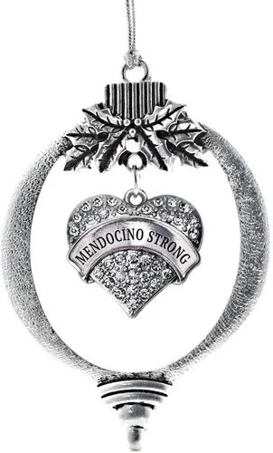 Miniatura 102 de Inspired Silver - Red Merry - Adorno de Navidad plateado - Adorno de árbol de Navidad con dije de corazón con circonita cúbica - Decoración colgante