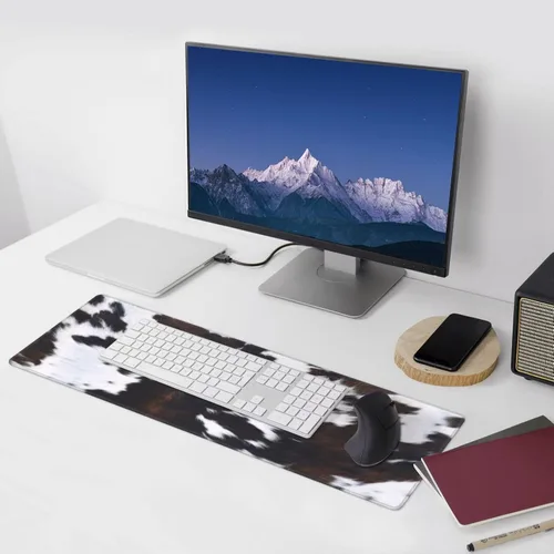 Miniatura 9 de Alfombrilla de mouse para juegos, base de goma antideslizante grande, alfombrilla para mouse y teclado, alfombrilla de escritorio con bordes Piel