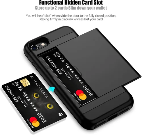 Miniatura 2 de Nvollnoe Funda para iPhone SE Funda 2022/iPhone SE 2020/7/8 Funda con Soporte para Tarjetas de Servicio Pesado Protectora de Doble Capa Resistente a
